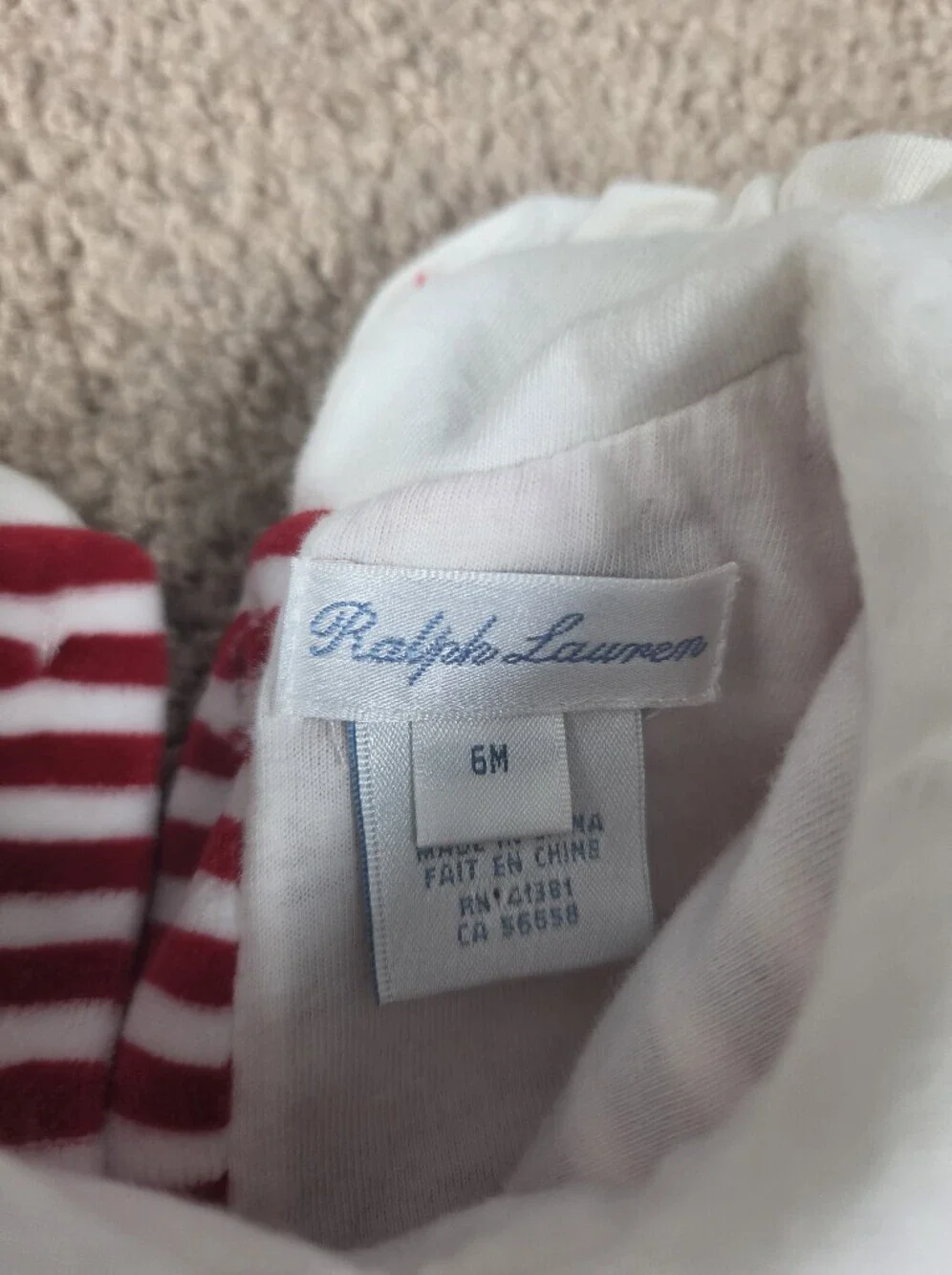 Striped Red & White Footed One-Piece for Kids with Ruffle Collar